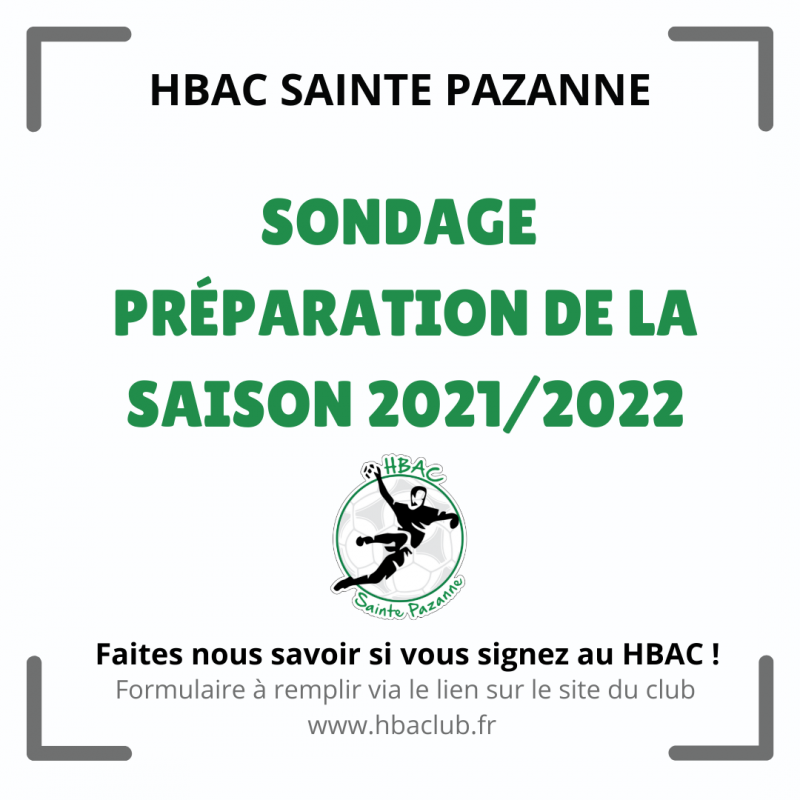 Sondage préparation saison 2021/2022