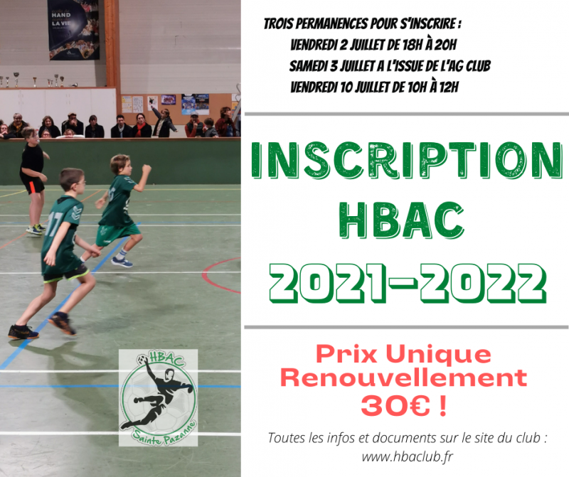 Inscription saison 2021-2022